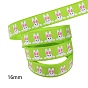 Easter Theme Polyester Grosgrain Ribbons, Printed Rabbit Pattern