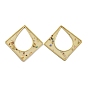 Epoxy Resin Pendants, with Shell and Brass Findings, Rhombus with Teardrop Charms