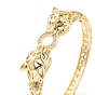 Green Cubic Zirconia Double Leopard Hinged Bangle, Brass Jewelry for Women, Cadmium Free & Lead Free