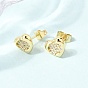 Brass Micro Pave Cubic Zirconia Stud Earrings for Women, Heart