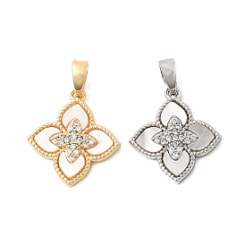 Подвески из натуральной раковины и прозрачного кубического циркония, латунь цветок прелести