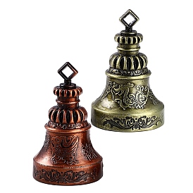 Dragon & Phoenix Pattern Alloy Mini Altar Bells for Witchcraft Wiccan Altar Supplies, Multi-Purpose Hand Bells for Craft Alarm School Church Classroom Bar