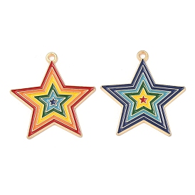 Colorful Alloy Pendants, with Enamel, Golden, Cadmium Free & Lead Free, Star Charms