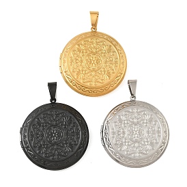 316 подвески из нержавеющей стали Locket, плоская круглая с подвеской в виде цветка, с 304 защелкой из нержавеющей стали на поручнях