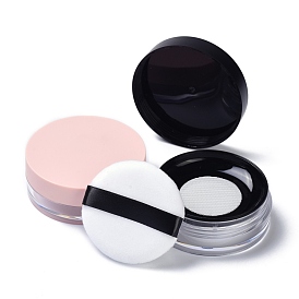 Wiederverwendbare lose Plastikpulverflaschen, leere Flaschen, DIY Make-up Puder Fall, mit Schwammpuderquaste und Sieb