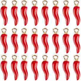 100 шт. Подвески из сплава эмали, без кадмия, без никеля и без свинца, золотой свет, Горячий рог изобилия / прелести итальянского рога Корничелло
