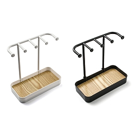 Plastic Jewelry Display Stand with Wood Tray, Desktop Jewelry Organizer Holder for Earring Rings Bracelets Storage