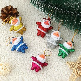 6Pcs 6 Colors Christmas Santa Claus Foam Pendant Decorations, for Christmas Tree Wall Door Hanging Ornaments