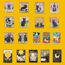 Magical Geometric Tarot Pin Collection: Creative Metal Badges for Clothing Accessories