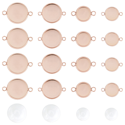 88Kits para hacer eslabones semicirculares, Incluye ajustes de conector cabujón plano 304 redondo de acero inoxidable, Cabochons de cristal transparente