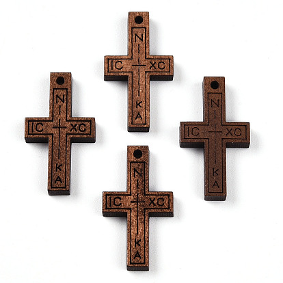 Подвески из натурального дерева, окрашенные, крестик