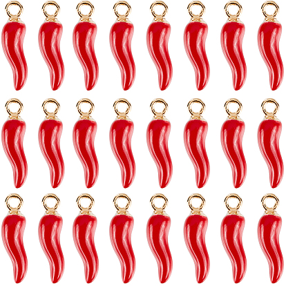 100 шт. Подвески из сплава эмали, без кадмия, без никеля и без свинца, золотой свет, Горячий рог изобилия / прелести итальянского рога Корничелло