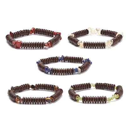 Stretch-Armband mit natürlichen Edelsteinen und Kokosnussperlen für Frauen