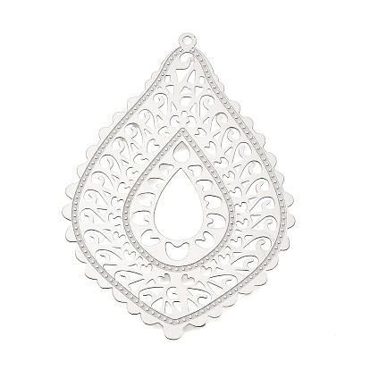 304 из нержавеющей стали большие кулоны, Подвески в виде полого конского глаза, гравированные металлические украшения