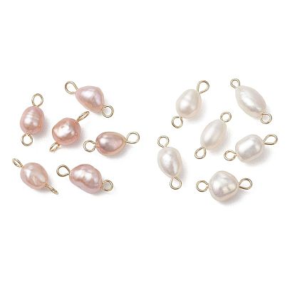 2 шт. 2 цвета натуральный жемчуг картофельные звенья соединительные подвески, с 304 двойными петлями из нержавеющей стали, золотые