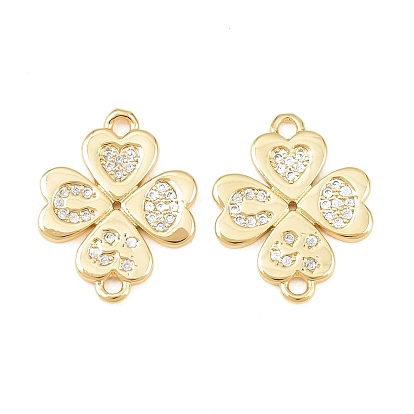 Подвески в форме клевера с микропаве из латуни и прозрачными кубическими цирконами ко Дню Святого Патрика, амулеты из трилистника, долговечный, стойки покрытие, без свинца и без кадмия
