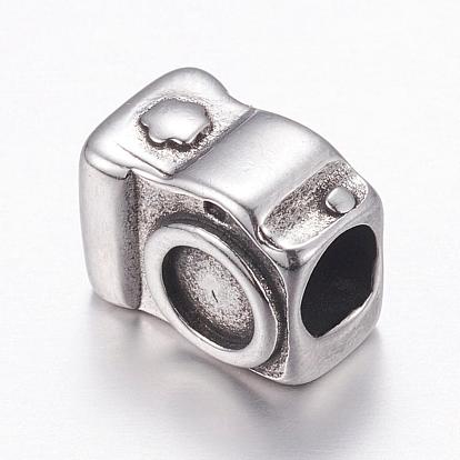 304 Stainless Steel European Beads, Large Hole Beads, Camera