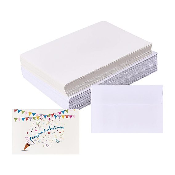 120Pcs Blank Paper Greeting Card with 120Pcs Envelope, Rectangle