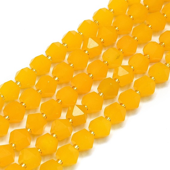 Природного нефрита прядь, восьмиугольный, граненые