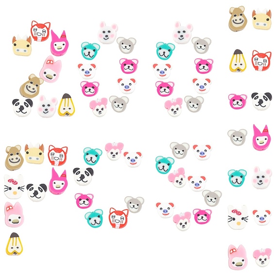 DIY Animal Themed Bead Stretch Bracelets Making Kits, Including 200pcs Handmade Polymer Clay Pendants, Elastic Thread