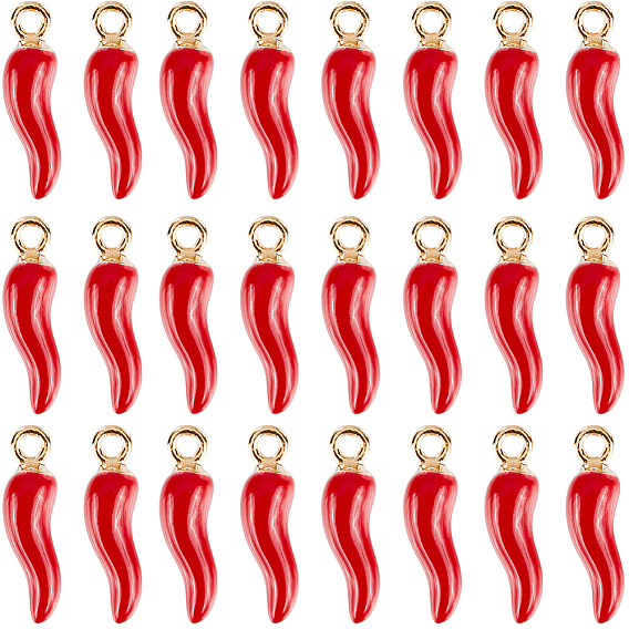 100 шт. Подвески из сплава эмали, без кадмия, без никеля и без свинца, золотой свет, Горячий рог изобилия / прелести итальянского рога Корничелло