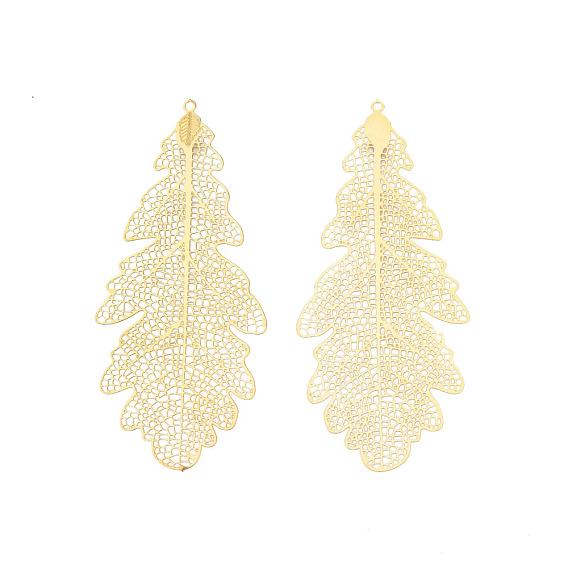 304 Stainless Steel Big Pendants, Etched Metal Embellishments, Leaf
