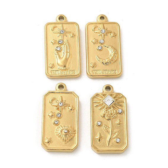 304 подвески из нержавеющей стали, со стразами, золотые