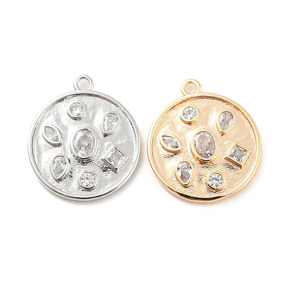 Подвеска из прозрачного стекла, с латунной найти, плоские круглые прелести