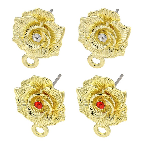 Rack Plating Alloy Stud Earring Finding, Cadmium Free & Nickel Free & Lead Free, Flower