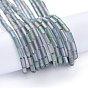 Electroplate Frosted Glass Beads Strands, Full Rainbow Plated, Column