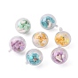 Openable Transparent Plastic Container Pendants, with Shell and Sequins, Round
