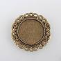 Support de cabochon en alliage , assortiment d'apprêts avec clou en fer, plat rond, sans cadmium et sans nickel et sans plomb, plateau: 25 mm, 39x2 mm, broche: 0.6 mm
