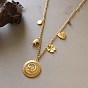 Brass Micro Pave Clear Cubic Zirconia Coin Clover Heart Multi Pendant Necklaces for Women
