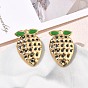 304 Stainless Steel Enamel Stud Earrings, Strawberry