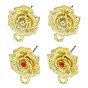 Rack Plating Alloy Stud Earring Finding, Cadmium Free & Nickel Free & Lead Free, Flower