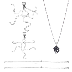 Наборы для изготовления ожерелий своими руками, включая латунные подвески с нерегулярными оправами из кабошонов и 304 ожерелья из нержавеющей стали