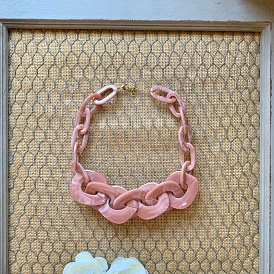 Модные ожерелья из овальных звеньев из смолы, для украшения свитера, золотые