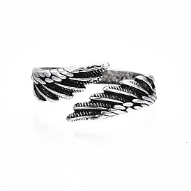 Double Wing Alloy Open Cuff Ring for Men Women, Cadmium Free & Lead Free