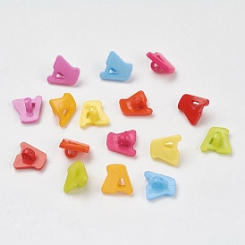 Acrylic Shank Buttons, 1-Hole, Dyed, Letter A, 14x13x2mm, Hole: 3mm