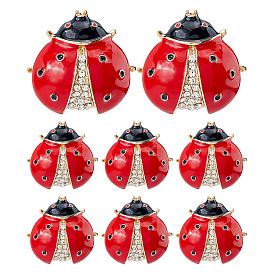 8 шт. эмалированные значки в виде божьих коровок, штыри отворотом сплава горного хрусталя для одежды рюкзака