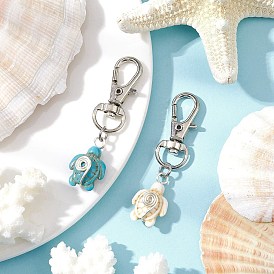 Подвесные украшения из медной проволоки с черепаховым окрасом из искусственной бирюзы, с поворотными застежками сплава