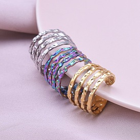 304 многослойное геометрическое манжетное кольцо из нержавеющей стали, унисекс минималистичный регулируемый проем.