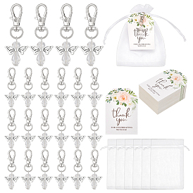 68 decoraciones colgantes de aleación y vidrio de ángel, Con cierres de pinza de langosta giratorios de aleación y bolsas de organza y tarjetas de papel.