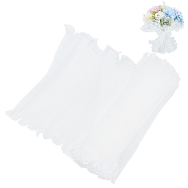 Полиэстеровая плиссированная лента, Лента с пластиковой имитацией жемчуга и окантовкой, для декора букета