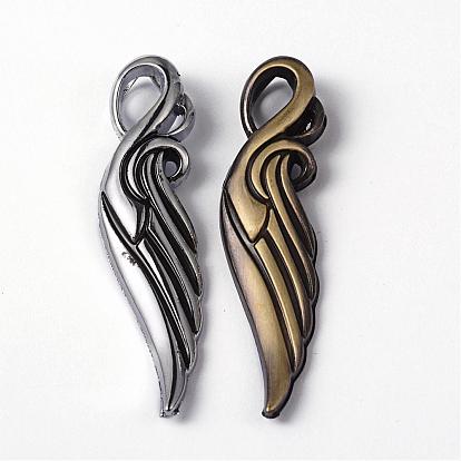 Alloy Big Pendants, Wing, 60x16x5mm, Hole: 7x3.5mm