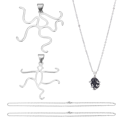 Наборы для изготовления ожерелий своими руками, включая латунные подвески с нерегулярными оправами из кабошонов и 304 ожерелья из нержавеющей стали