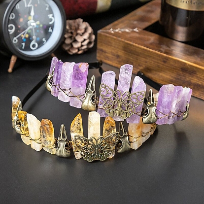 Natural Gemstone Headband, Butterfly Headdress, Simple Lady Hair Accessories