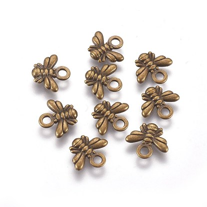 Tibetan Style Alloy Charms, Lead Free & Nickel Free, Bee, 10x11x2mm, Hole: 2mm