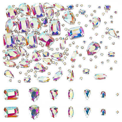 168шт 7 стиль пришивать стразами, стекло горный хрусталь, многожильных ссылки, с платиновой и сплавочной фурнитурой, разнообразные