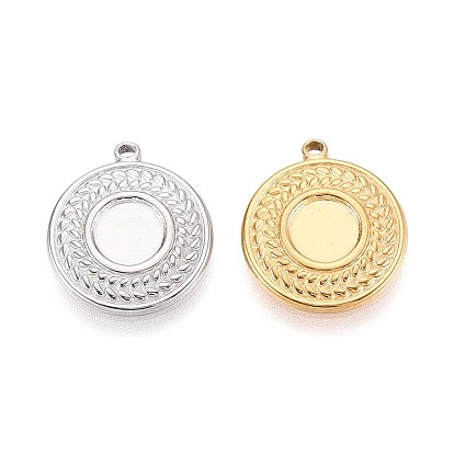 304 Настройки кабошон из нержавеющей стали кулон, ионное покрытие (ip), плоско-круглые